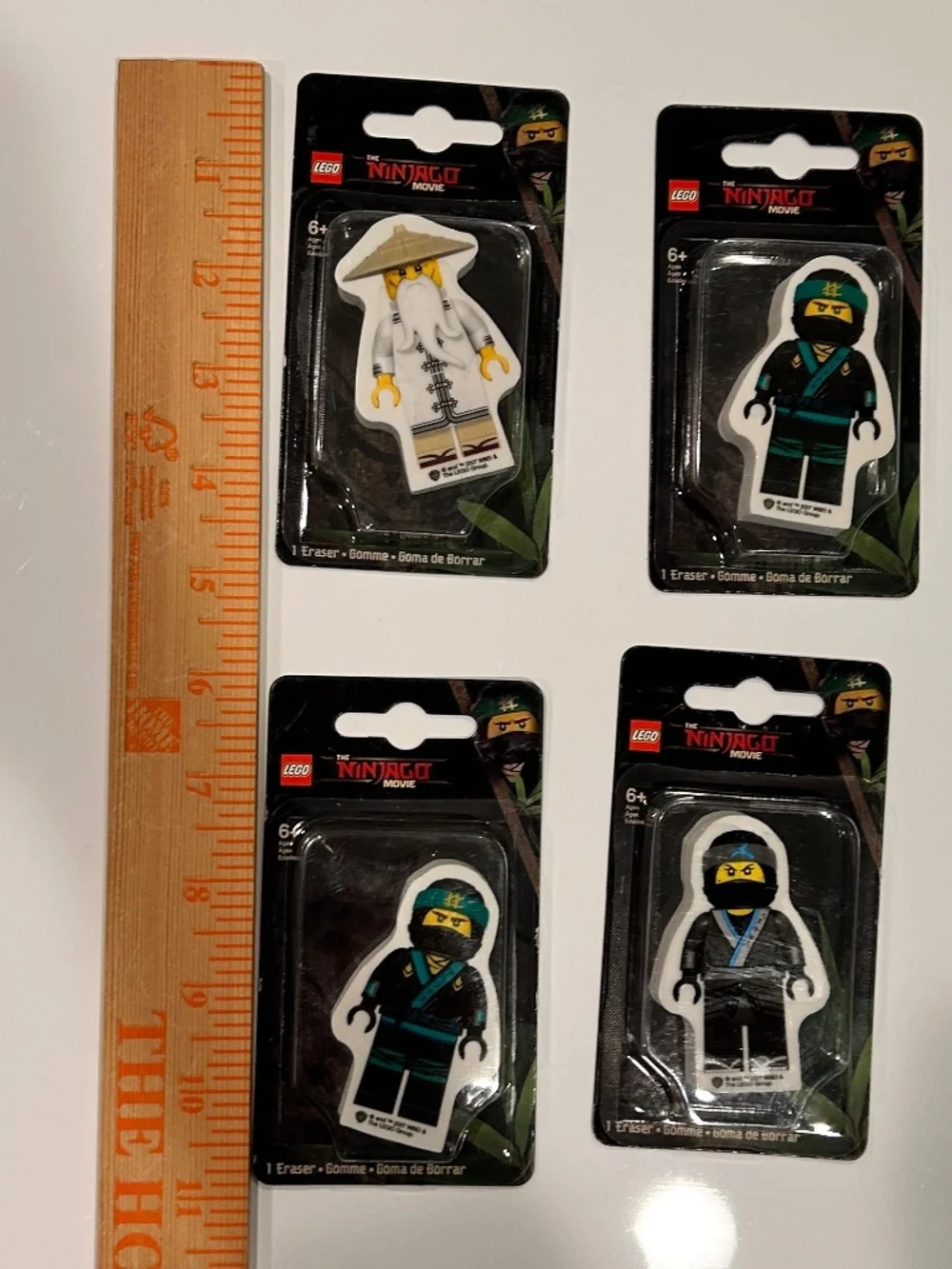 Brand New Lego Ninjago Movie Character Figure Eraser 4 Piece Set Collectible